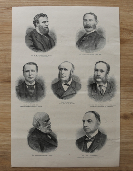 Wood Engraving F B 1885 politic portraits